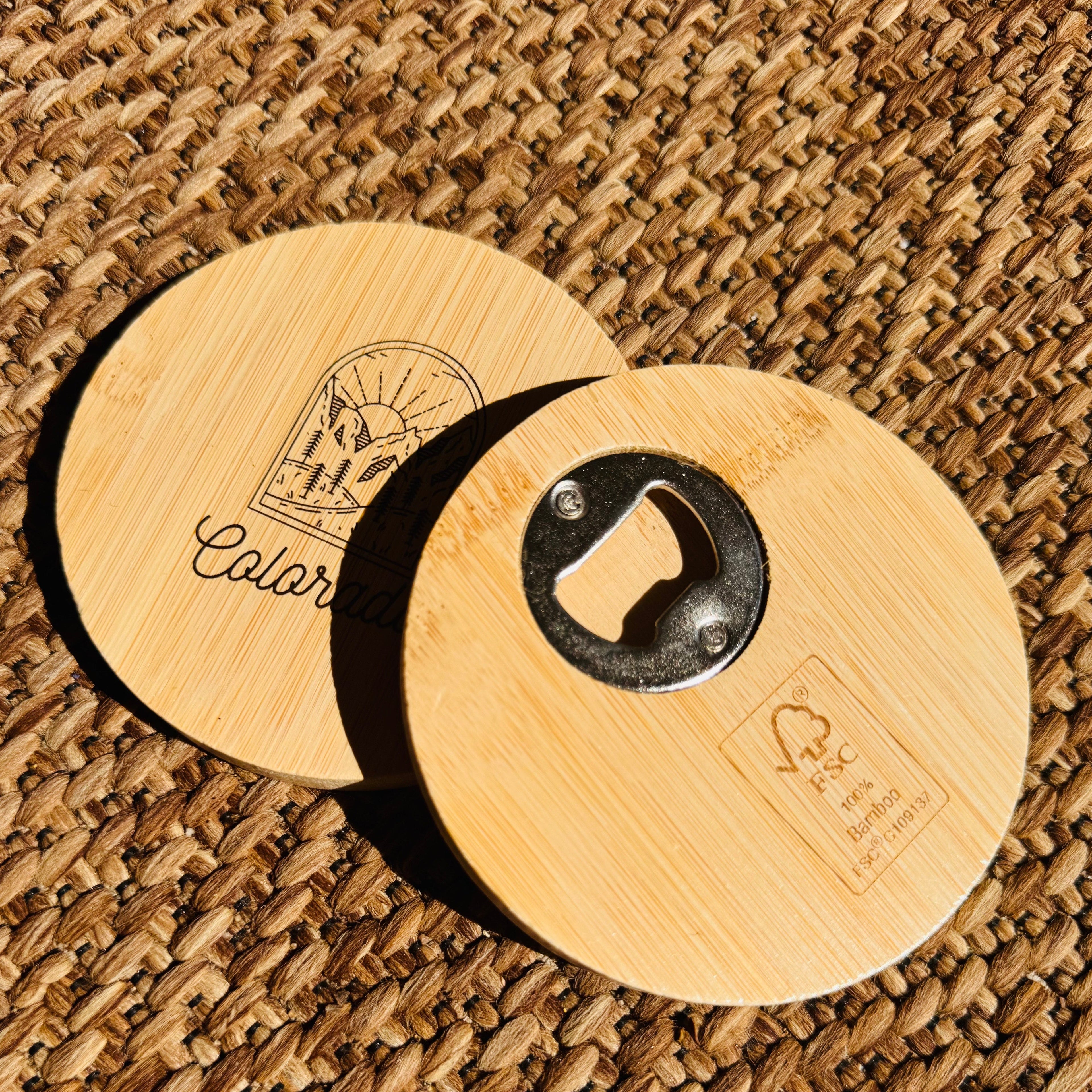 Colorado Bamboo Coaster + Bottle Opener